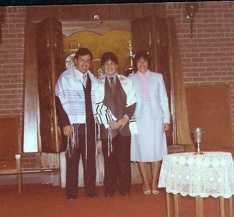 Joel, Mom, Dad at Joel's Bar Mitzvah