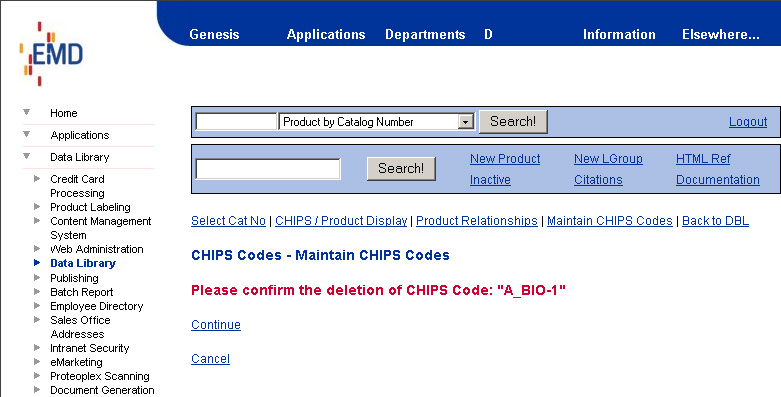 Maintain CHIPS Codes - Delete