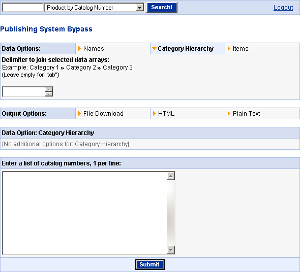 Data Options - Category Hierarchy