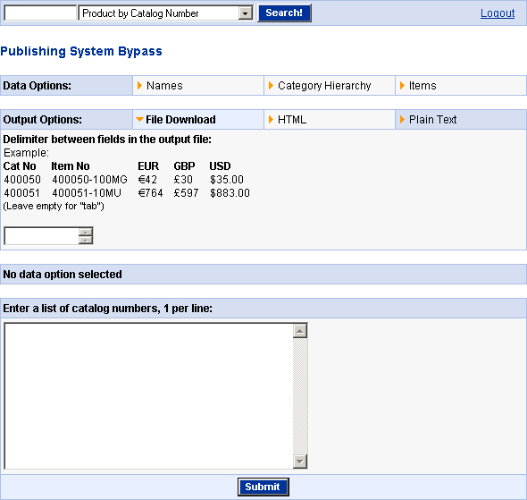 Output Options - File Download or Plain Text