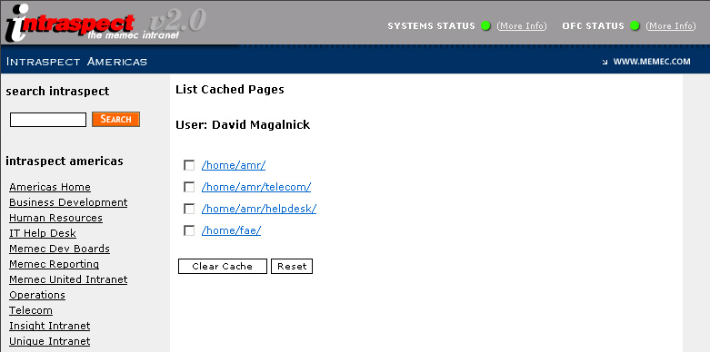 Page Caching - Cached Pages by User